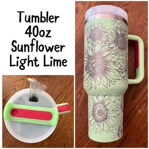 40oz Tumbler - Sunflower - Light Lime Green